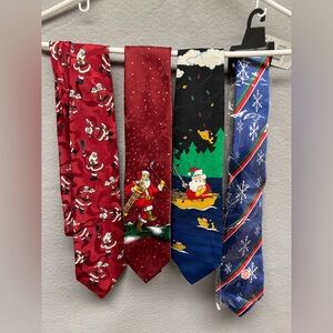 Christmas Necktie Lot Of 9 Holiday Snowman Snowflakes Santa Claus Candy Cane
